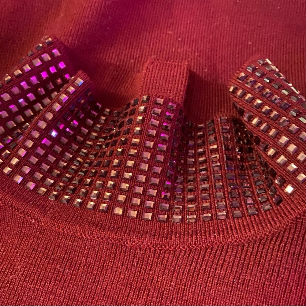 RetroFête Rue Burgundy Sequin Mini Dress XS | Designer Evening (As Is) - Picture 6 of 15